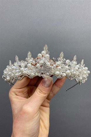 Pearl and Almond Stone Bridal Crown