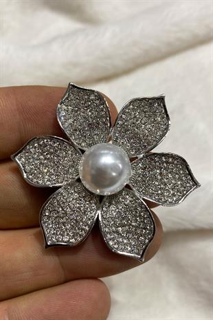 زهرة اللؤلؤ حجر اللباس بروش التلبيب دبوس