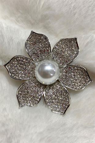 زهرة اللؤلؤ حجر اللباس بروش التلبيب دبوس