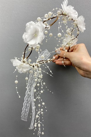 Pearl Floral Special Design Bridal Crown and Hair Accessory