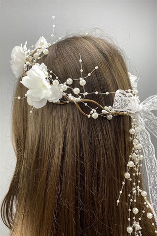 Pearl Floral Special Design Bridal Crown and Hair Accessory