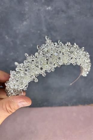 Cream Pearl Umay Beaded Bridal Henna Crown
