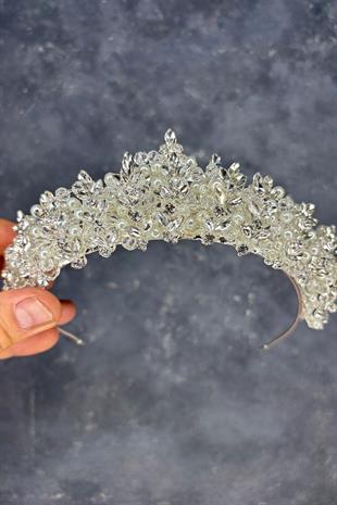 Cream Pearl Umay Beaded Bridal Henna Crown