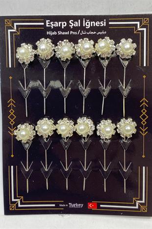 دبوس وشاح من حجر اللؤلؤ 12 قطعة