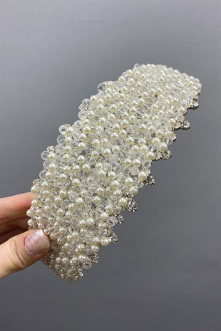 Hair Band with Pearls and Stones Bridal Accessory