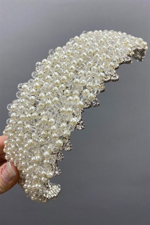 Hair Band with Pearls and Stones Bridal Accessory