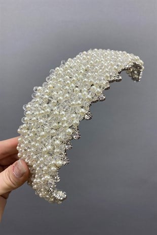 Hair Band with Pearls and Stones Bridal Accessory