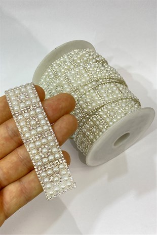 شريط تزيين بالكي مع أحجار لؤلؤة 1 متر