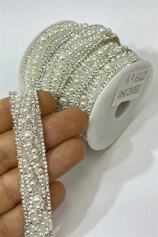 شريط حجر لؤلؤي مزين بالكي 1 متر