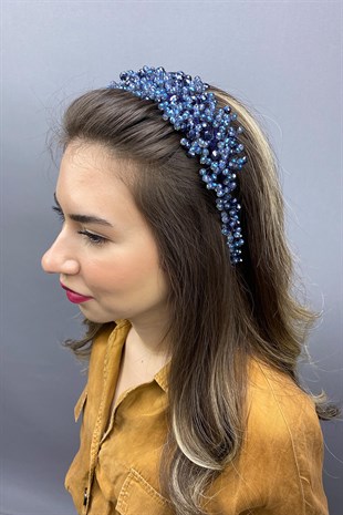 Indigo Blue Asian Crystal Bridal Hair Accessory