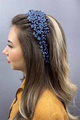 Indigo Blue Asian Crystal Bridal Hair Accessory