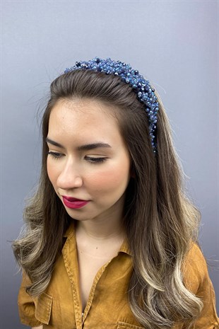 Indigo Blue Asian Crystal Bridal Hair Accessory