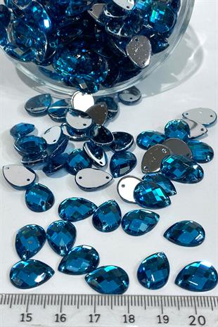 İndigo Mavi Damla Dikme Plastik Taş Boncuk 12 Gr