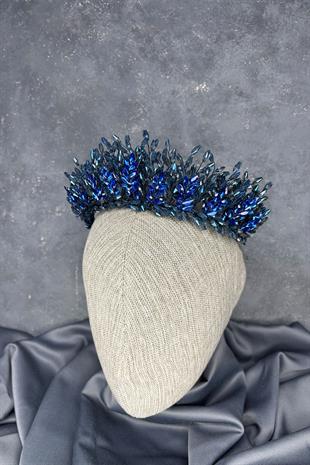 Indigo Blue Elisa Design Beaded Bridal Henna Crown Hair Accessory