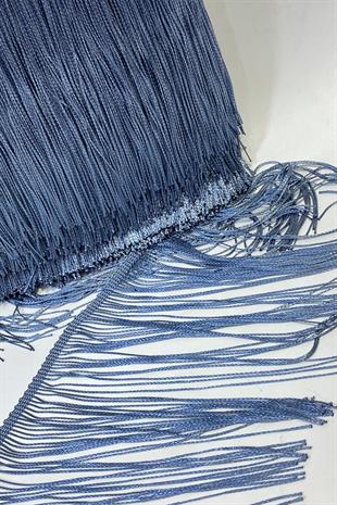 İndigo Mavi Saçak Püskül Şerit