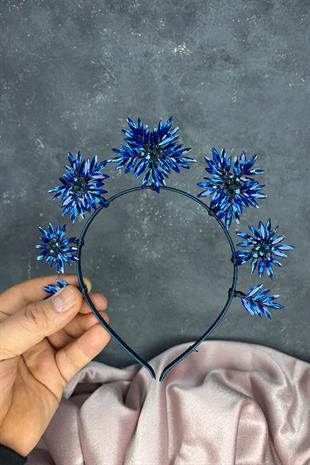 Indigo Blue Star Stone Bridal Henna Crown and Bridal Hair Accessory