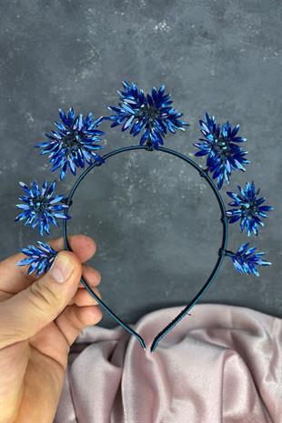 Indigo Blue Star Stone Bridal Henna Crown and Bridal Hair Accessory