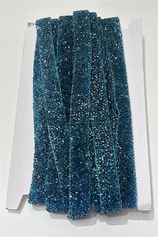 İndigo Mavi Ütüyle Yapışan Şerit Taş Boncuk1,5 Cm 