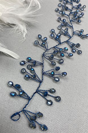 Indigo Blue Vella Beaded Bridal Tiara Hair Accessory