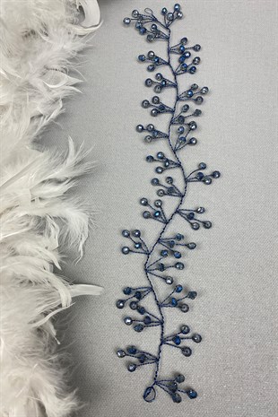 Indigo Blue Vella Beaded Bridal Tiara Hair Accessory