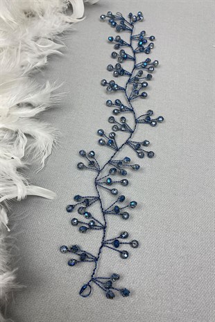 Indigo Blue Vella Beaded Bridal Tiara Hair Accessory