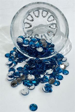 Indigo Blue Round Stitch Plastic Stone Beads 10 Gr