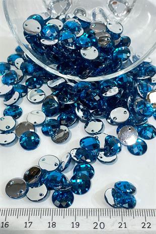Indigo Blue Round Stitch Plastic Stone Beads 10 Gr