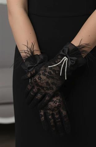 Isabel Gelin Eldiveni - Taşlı Fiyonk Detaylı Zarif Nikah Eldiveni