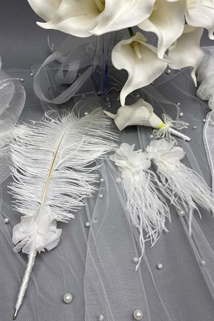 Wet Gala Bridal Wedding Flower, Wedding Hat and Bridal Glove Set