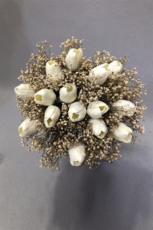 Islak Laleli Cipsolu Gelin Buketi Seti