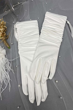 Islak Laleli Cipsolu Gelin Çiçeği,Nikah Şapkası ve Gelin Eldiveni Seti