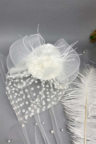 Islak Laleli Cipsolu Gelin Çiçeği,Nikah Şapkası ve Gelin Eldiveni Seti