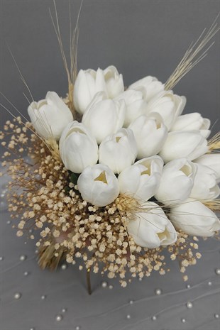 Islak Laleli Cipsolu Gelin El Çiçeği Ve Damat Yaka Çiçeği 20 Adet Lale