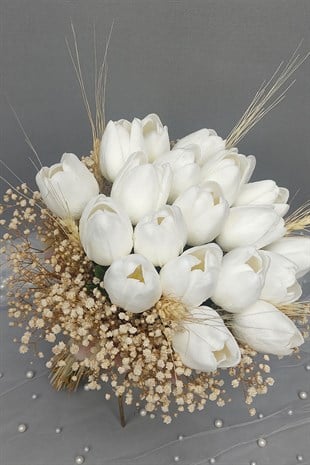 Islak Laleli Cipsolu Gelin El Çiçeği Ve Damat Yaka Çiçeği 20 Adet Lale