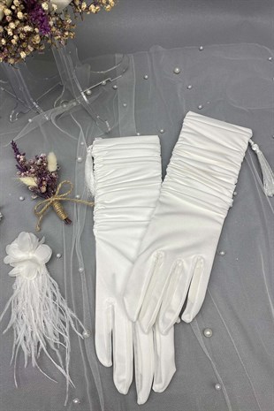 Wet Tulip Bridal Flower, Wedding Hat and Bridal Gloves Set