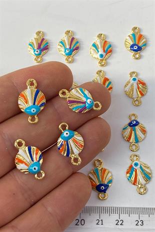 İstiridye Kabugu Renkli NAzar Boncuğu Kolye ve Bileklik ucu