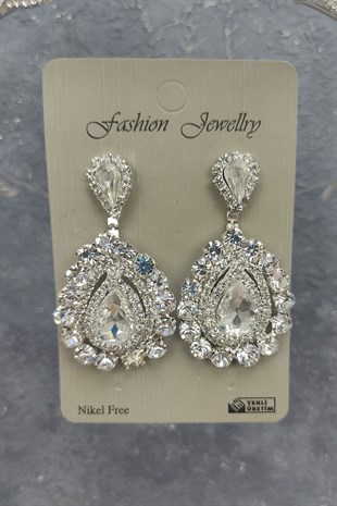 Jabbah Model Gelin Tacı Ve Mekik Taşlı Küpe