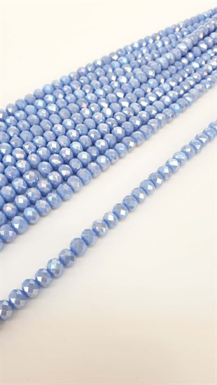 Janjanlı Açık Mavi Kristal Boncuk 8 mm