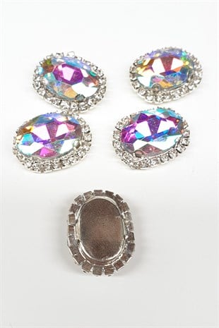 Janjanlı Beyaz Oval Kasalı Dikme Taş