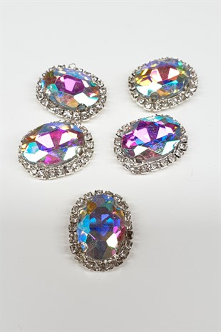 Janjanlı Beyaz Oval Kasalı Dikme Taş