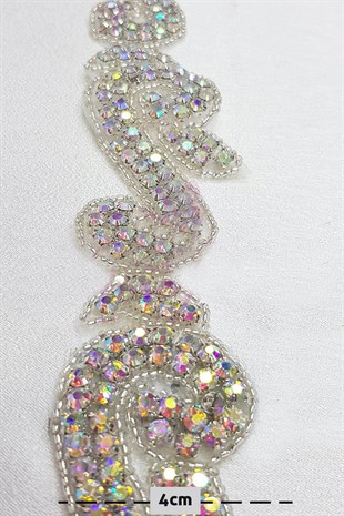 Janjanlı Boncuklu Kristal Taşlı Ütüyle Yapışan Şerit