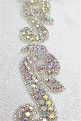 Janjanlı Boncuklu Kristal Taşlı Ütüyle Yapışan Şerit