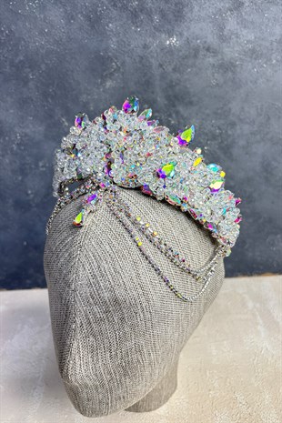 Janjanlı Cudy Yoğun Boncuk İşlemeli Alınlık Gelin Kına Tacı