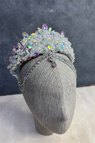 Janjanlı Cudy Yoğun Boncuk İşlemeli Alınlık Gelin Kına Tacı