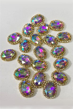 Janjanlı  Gold Kasalı Oval Dikme Taş 5 Adet