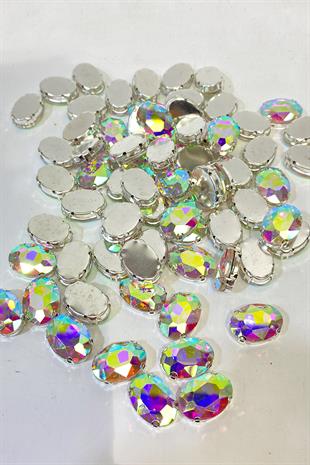 Janjanlı Gümüş Oval Kasalı Beyoğlu Taşı Dikme Cam Boncuk 5 Adet