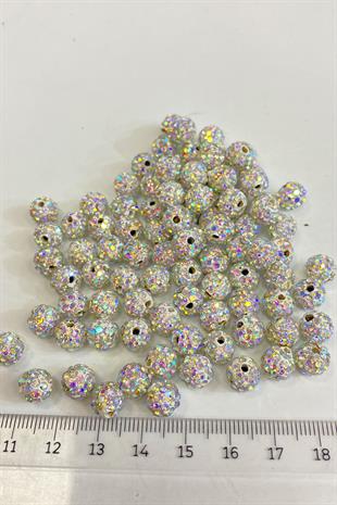 Janjanlı خرزة من الحجر الفضي اللامع 8 ملم