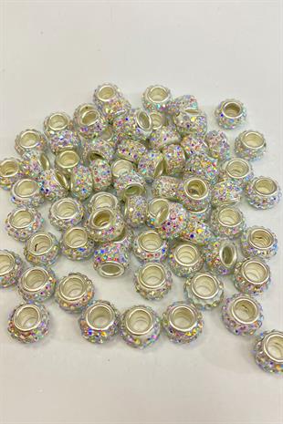Janjanlı Silver Shiny Stone Large Hole Bead 12 mm