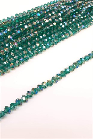 Janjanlı Kaplama Yeşil Kristal Boncuk 8 mm