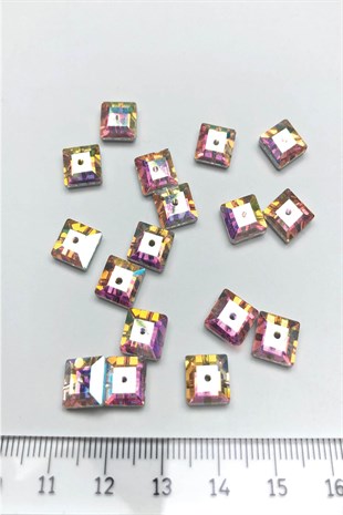 Janjanlı Kare Dikme Kristal Sworovski boncuk 25 Adet